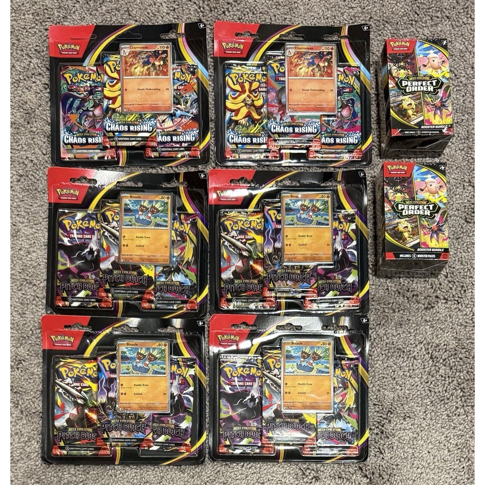 Pokemon TCG Mega Evolution-Perfect Order, Pitch Black & Chaos Rising Blisters